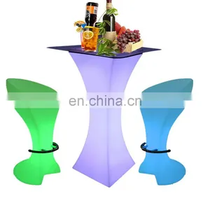 Disco Bar Furniture /Led PE Light Up Chair for Restaurant Discotheque Pub Used Glowing Bar Table thumbnail-5