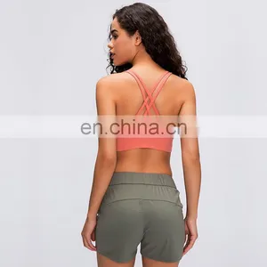 87%Nylon 13%Spandex New Colors Fitness Strappy Sports Bra Women Yoga Workout Crop Tops Activewear Bra thumbnail-1