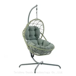 Durable Modern Outdoor Furniture Hanging Egg Swing Chair With Cushion PE Rattan Metal Frame Living Room Hotel Bedroom Courtyard thumbnail-4