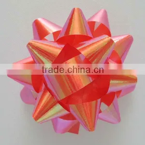 Giant Confetti Star Bow - Red, Made of High Gloss PP Ribbon in 230m Dia*25mm Wide Ribbon*30 Loops thumbnail-2
