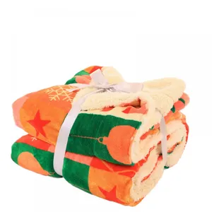 Flannel Printed Blanket, Thickened Cover Blanket, Cotton Velvet Blanket, Warm Christmas and Winter Office thumbnail-1