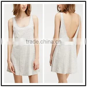 2015 China Manufacturer Customized the Latest Design Striped Scoop Back Dress thumbnail-1