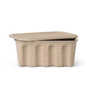 Eco-Friendly Molded Pulp Storage Box 100% Recyclable Water Resistant With Lid, Eco‑Friendly Stackable Home Organizer thumbnail-5