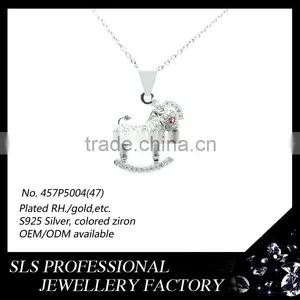 925 Silver Jewelry Design Fashion Copper Wooden Horse Pendant for Kids Gift of Jade Horse Pendant thumbnail-1