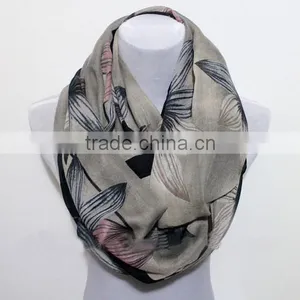 High Quality Large Elegant Flower Printing Encrypt Polyester Voile Scarf for Women thumbnail-2