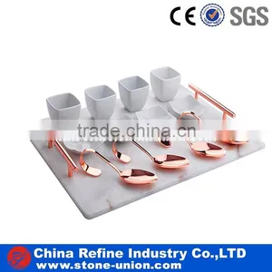 White Marble Wine and Food Serving Dinner Plates Natural Stone Tea Tray thumbnail-4