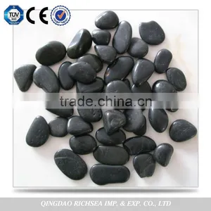 For Decoration Polished Natural Black Granite Pebble Stone Price thumbnail-1