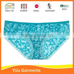 Best Selling Comfortable Women Polyester Printing Lace Brief Underwear thumbnail-1