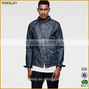 2016 New Arrival Bulk Plain Cotton Washing Fashion Men Denim Jacket thumbnail-1