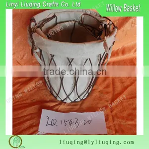 Factory Wholesale Round Iron Metal Wire Storage Basket With Handle & Liner thumbnail-1