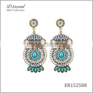 Wholesale Jewelry New Designs Ladies/Women's Ethnic Resin Beaded Earrings Owl Gold/Silver Plating Drop Earrings thumbnail-5