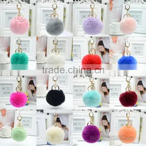 20 Colors 8cm Genuine Rex Rabbit Fur Ball Pom Pom Keychain Fur Ball Keychain thumbnail-1