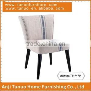 Cafe Chair, Linen Fabric Cover With a Strip on the Back and Seat,black Finish KD Rubber Wood Round Legs,TB-7470 thumbnail-1
