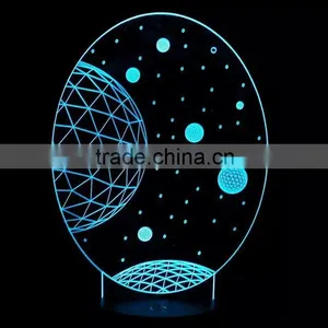 3D Optical Illusion Moon Scene Night Lamp Night Light 10 Colorful LEDs Ultra-thin Acrylic Light Panel AA Battery or DC 5V thumbnail-2