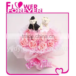 Wedding Bouquet Bride and Groom Plush Teddy Bear thumbnail-1