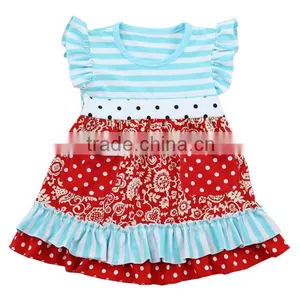 High Quality Kaiyo Factory Children's Boutique Clothing Ruffle Dress Little Baby Girls Dress Cotton Summer Dress thumbnail-1