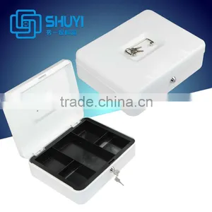 Small Metal Key Lock Cash Safe Secutity Box With Inner Plastic Cash Box Included thumbnail-1