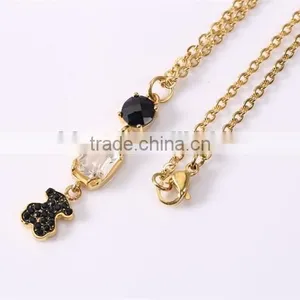 Guangzhou Biggest Wholesale Fashionable Black Bear Pendant Gold Plated Chain Necklace thumbnail-4