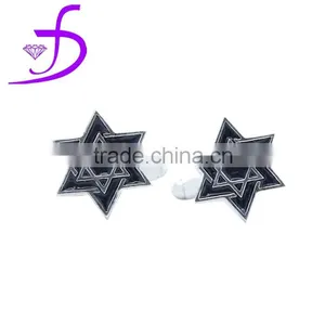 Lattest Middle East Style Sterling Silver Enmel Cufflink in Star of David thumbnail-1