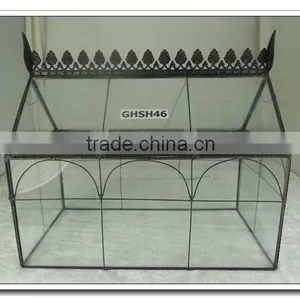 Hanging Sconce Display Case Container:: Animial Turtle Basking Tank Penthouse :: Brass Geometric Glass Terrarium Reptile Cages thumbnail-1