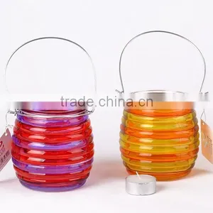 Cheap Hotsale Colorful Glass Vase With Iron Handle for Home Decoration thumbnail-4
