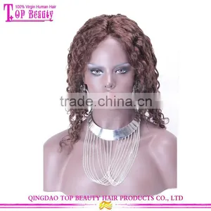 Chocolate Brown Loose Curly Wholesale 100% Natural Indian Women Hair Lace Front Wig thumbnail-2