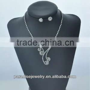 Fashion Flower Shape Rhinestone Necklace And Earring Indian Bridal Jewelry Sets (Lead, Nickel & Cadmium Free)-NEW052113 thumbnail-1