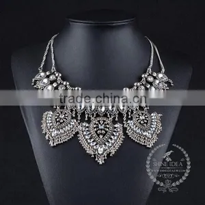 High Quality Vintage Rhinestone Chunky Statement Necklace Tin Alloy Fashion Women Pendant Necklace 6390128 thumbnail-1