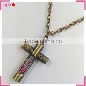 Meaningful Pendant Necklace With Cross Pendant, With Hourglass Custom Name Necklace thumbnail-1