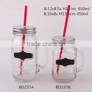 Good Quality Glass Jar With Handle and Black Board thumbnail-1