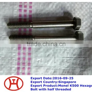 Monel K500 Hexagon Bolt With Half Threaded thumbnail-1