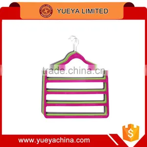 Wholesale Products China 4 Pack Non Slip 4 Step Hanger Velvet Flocked Clothes Trouser Hanging Hangers Slim thumbnail-1