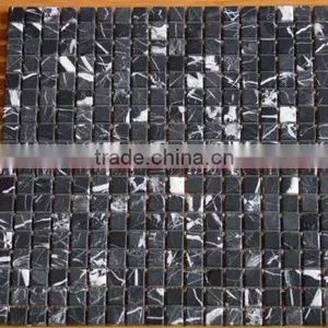 NATURAL BLACK ZEBRA MARBLE MOSAIC TILES thumbnail-4