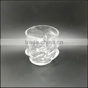 12 oz High White Unique Glass Candle Holder thumbnail-3