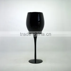 Solid Black Glass Wine Cup 17oz Party Cup for Home Wedding thumbnail-1