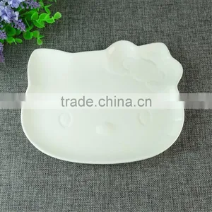 Cheap Bulk Cute White Hello Kitty Shaped Porcelain Dinner Plate Dishes thumbnail-1