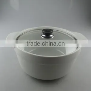 Wholesale White Ceramic Tureen/cookware With Glass Lid in Stock thumbnail-1