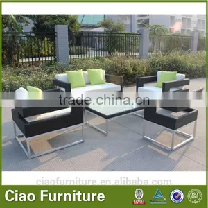 New Design Rattan Sofa 4 pc Leisure Aluminum Frame Outdoor Furniture Used Garden Sofa Set thumbnail-3