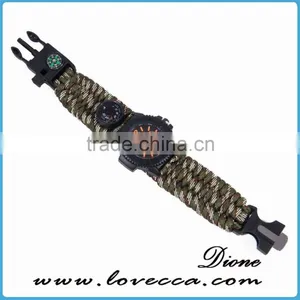 Survival Paracord Outdoor Bracelet Multifunction Watch With Compass Thermometer Whistle thumbnail-2