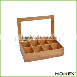 Bamboo 8 Compartment Rectangular Tea Box/Homex_Factory thumbnail-2