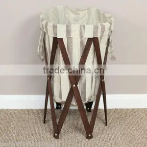 Home Decorators Hot Sale Wood Frame Round Clothes Laundry Hamper thumbnail-5