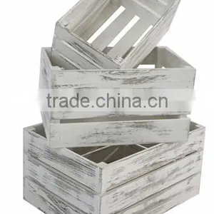Cao Xian Set of 3 Antique Wooden Box For Fruit Vegetables thumbnail-1