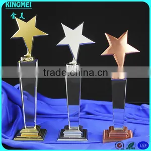 Wholesale Clear Blank Crystal Award Trophy Golden Star Glass Trophy thumbnail-2