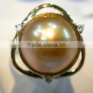 Bowknot Latest Gold Ring Designs Pearl Ring Tahitian Pearl Ring thumbnail-1