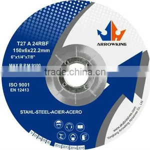 6"(150x6x22.2mm) Depressed Center Resin Bonded Reinforced Grinding Wheel For Metal thumbnail-1