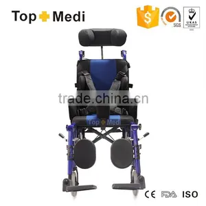 TOPMEDI Physical Therapy Reclining Manual Wheelchair for Cerebral Palsy People thumbnail-1