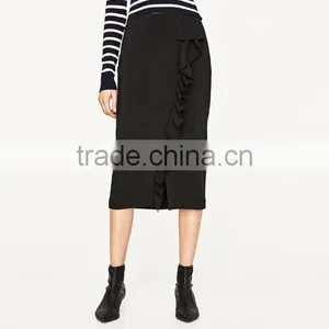 High-waisted Pencil Skirt With Ruffles Details Women Sexy Pencil Skirt Custom Wholesale Online Shopping thumbnail-3