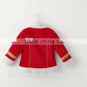 British Style White Plush Lining Suede Turn-down Collar Children Winter Jacket With Zipper thumbnail-3