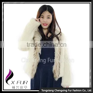 CX-G-A-95C Flower Pattern Genunie Rabbit Fur Jacket thumbnail-1