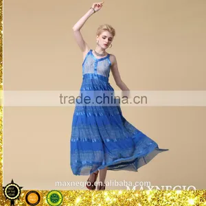 2015 Maxnegio Simple Blue Long Maxi Evening Dress thumbnail-1